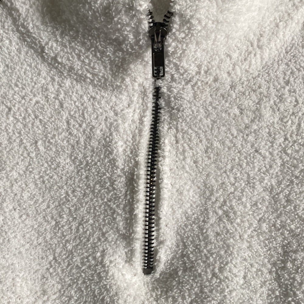 fuzzy white quarter zip top - Picture 2 of 4
